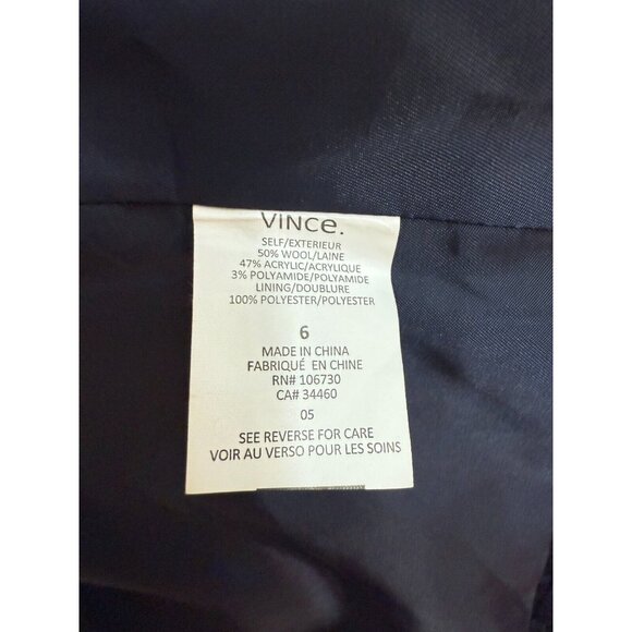 Vince Womens Navy Wool Blend Woven Button Blazer Size 6 Academia Preppy Designer - Picture 12 of 16